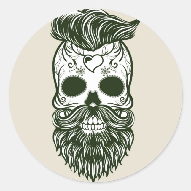 Halloween Skull Classic Round Sticker (Vorderseite)
