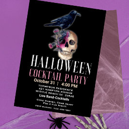 Halloween Skull Crow Cocktail Adult Party Einladung