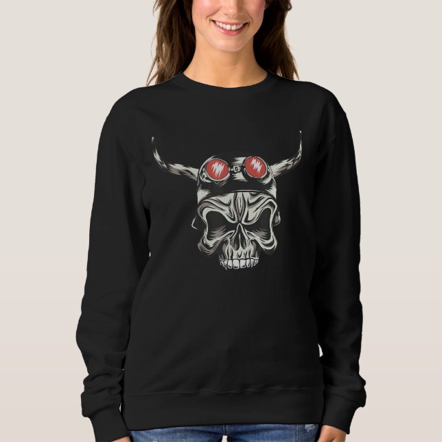 Halloween Skull Devil Occult Satanic Baphomet Blac Sweatshirt (Vorderseite)