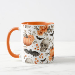 Halloween-Skull-Fledermäuse und -Blume Tasse