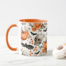Halloween-Skull-Fledermäuse und -Blume Tasse
