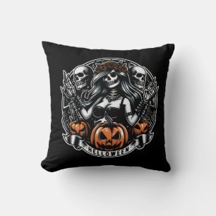 Halloween Skull Gothic Girl Helloween Hexe Kissen