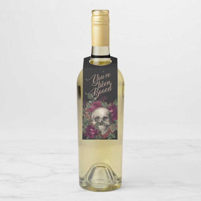 Halloween, Skull, gotisches Halloween, Party Flaschenanhänger (Auf Flasche)