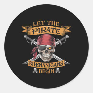 Halloween Skull Ließ Die Piraten-Shenanigans fange Runder Aufkleber