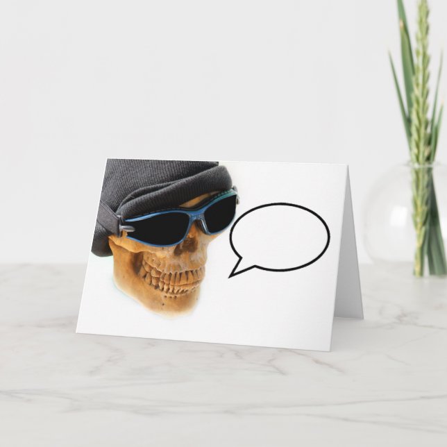Halloween Skull mit Text-Ballon Karte (Vorderseite)