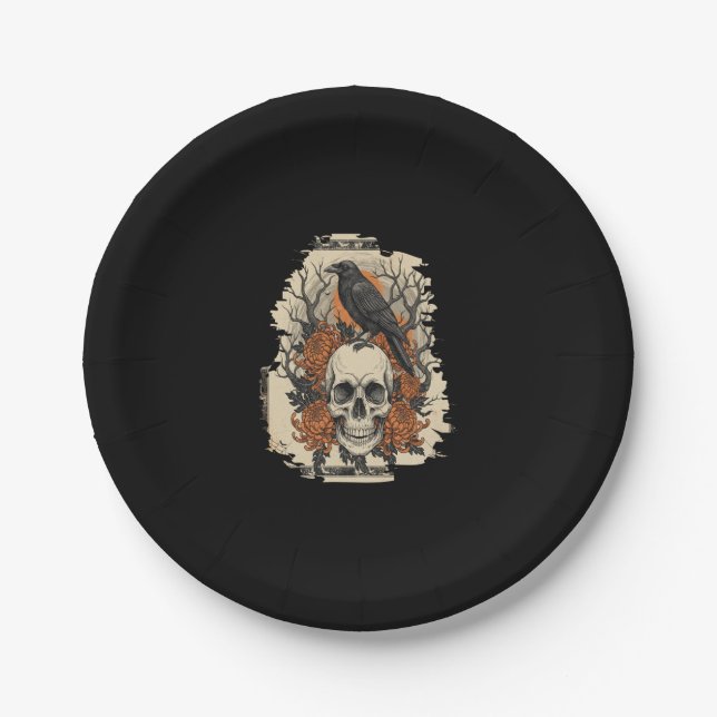 Halloween Skull Pappteller (Vorderseite)
