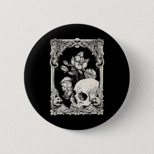Halloween Skull Pastel Goth Blume Gothic Floral C Button