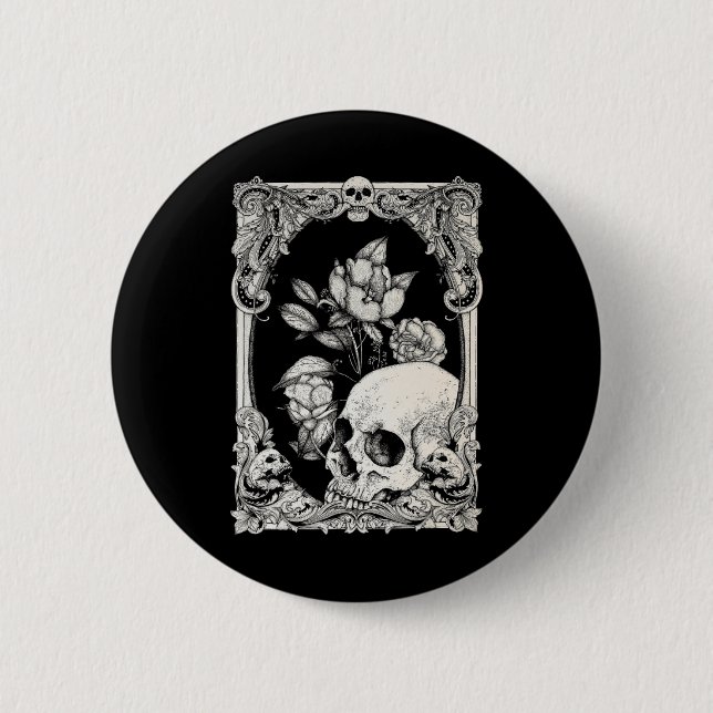 Halloween Skull Pastel Goth Blume Gothic Floral C Button (Vorderseite)