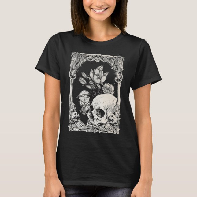 Halloween Skull Pastel Goth Blume Gothic Floral C T-Shirt (Vorderseite)