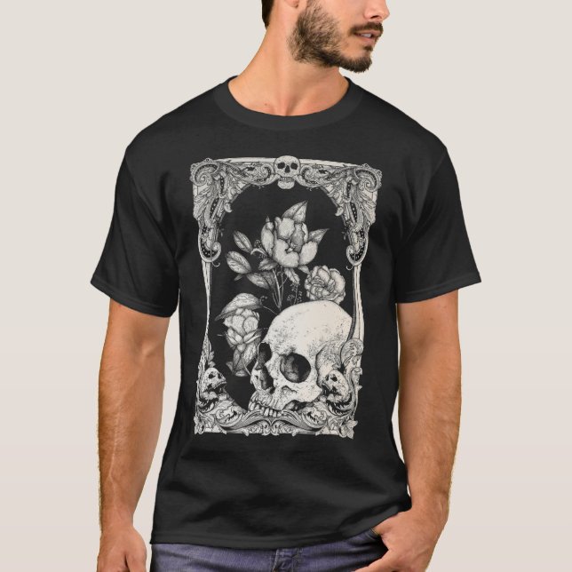 Halloween Skull Pastel Goth Blume Gothic Floral C T-Shirt (Vorderseite)