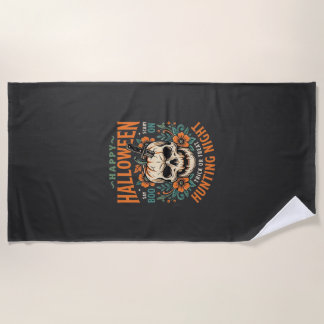 Halloween Skull Pumpkin Hunting Night Design_1 Strandtuch