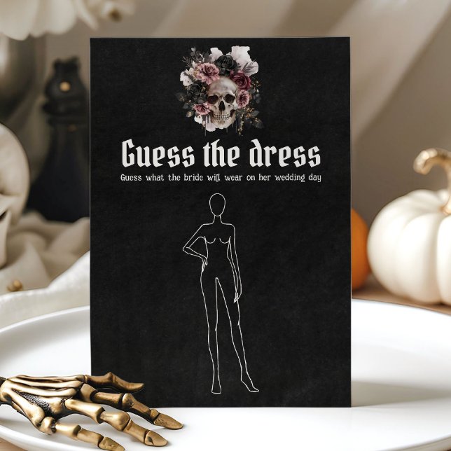 Halloween Skull Rätselraten Das Dress Brautparty G Einladung (Halloween Skull Guess The Dress Bridal Shower Game )
