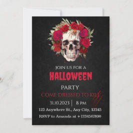 Halloween Skull Rose Party Einladung Erwachsene