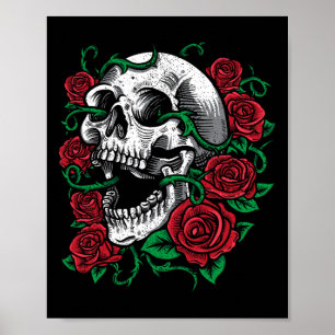 Halloween Skull Rose Skeleton Geschenkidee Poster