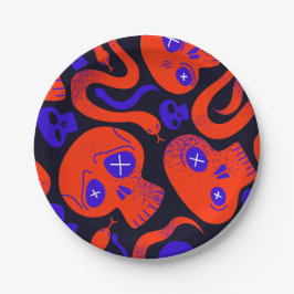 Halloween Skull & Snake Paper Plate Pappteller