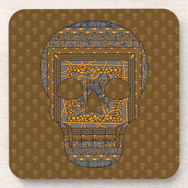 Halloween Skull Square Untersetzer (Vorderseite)