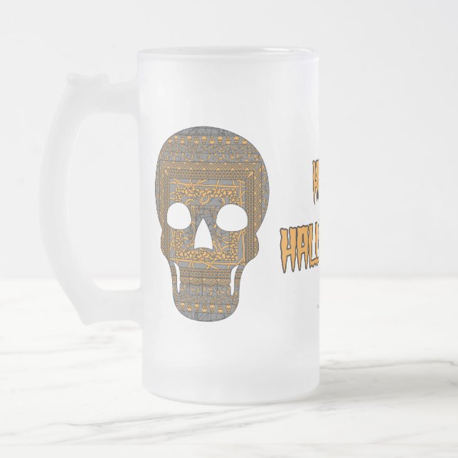 Halloween Skull-Tasse Mattglas Bierglas (Links)