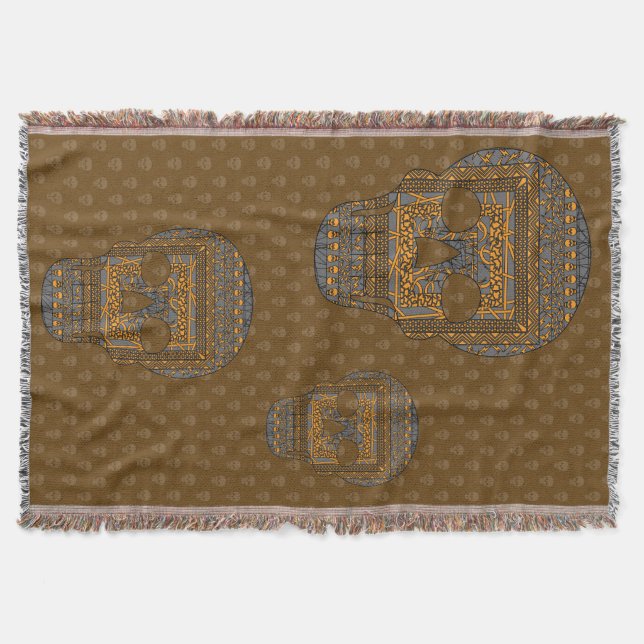 Halloween Skull Throw Blanket Decke (Vorderseite)