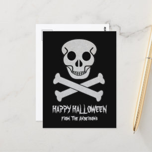 Halloween Skull und Knochen Postkarte