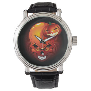 Halloween Skull und Pumpkin Armbanduhr