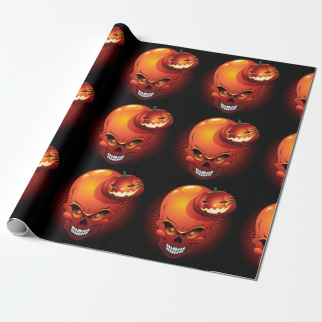 Halloween Skull und Pumpkin Geschenkpapier (Ungerollt)