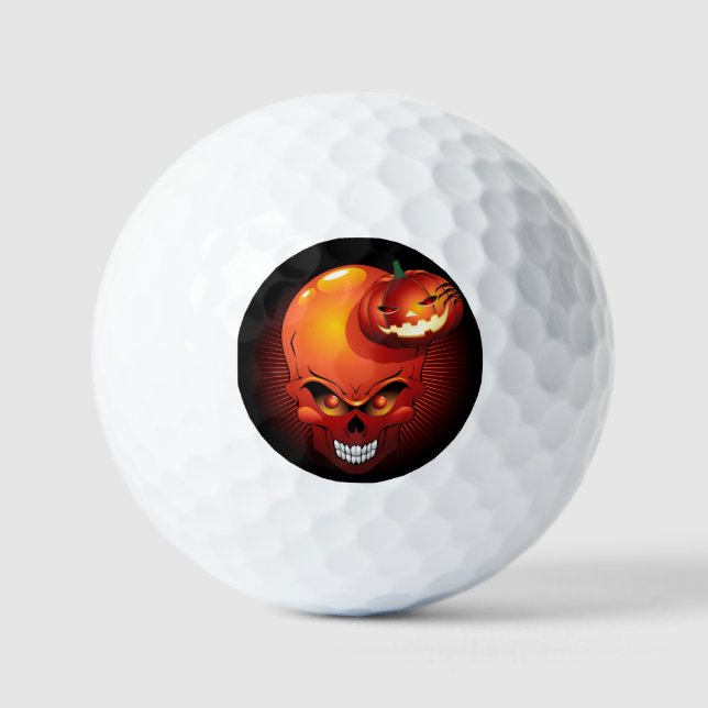 Halloween Skull und Pumpkin Golfball (Vorderseite)