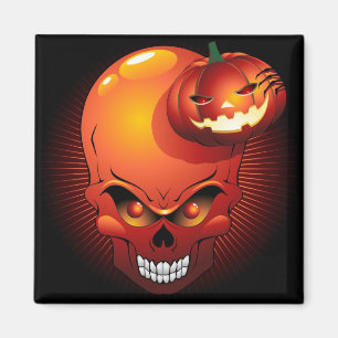 Halloween Skull und Pumpkin Magnet