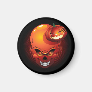 Halloween Skull und Pumpkin Magnet