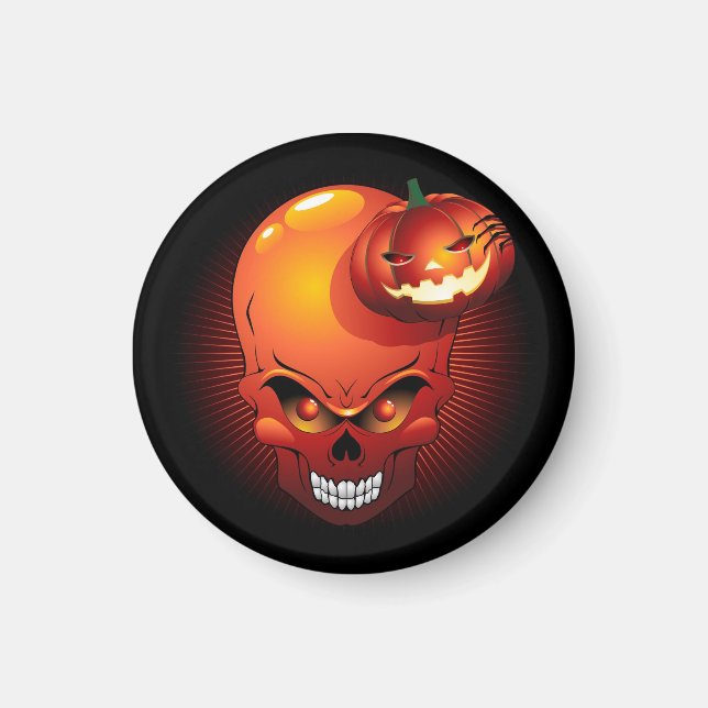Halloween Skull und Pumpkin Magnet (Vorne)
