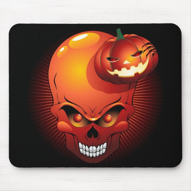 Halloween Skull und Pumpkin Mousepad (Vorne)