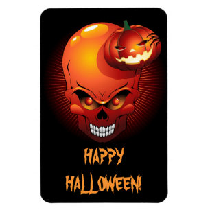 Halloween Skull und Pumpkin Premium Flexi Magnet