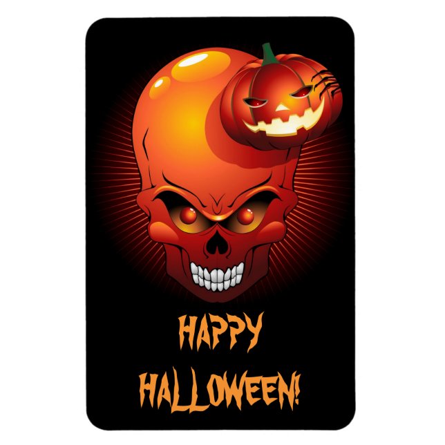Halloween Skull und Pumpkin Premium Flexi Magnet (Vertikal)