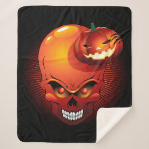 Halloween Skull und Pumpkin Sherpadecke