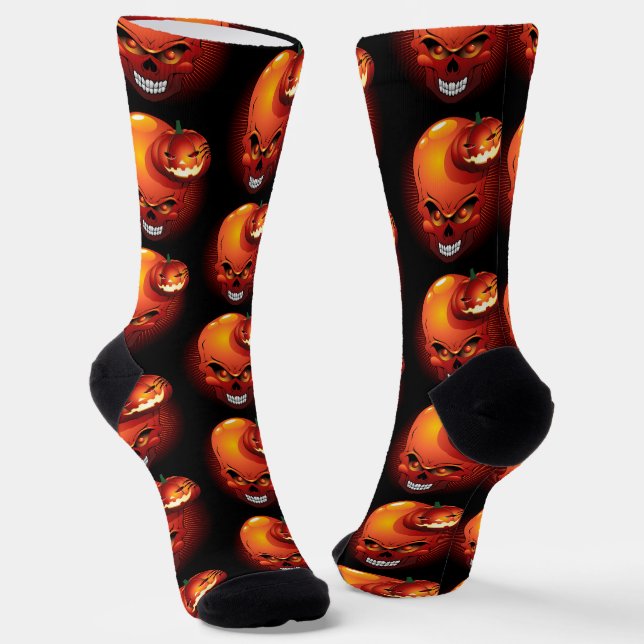 Halloween Skull und Pumpkin Socken (Gewinkelt)