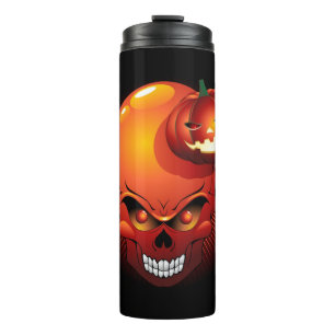 Halloween Skull und Pumpkin Thermosbecher