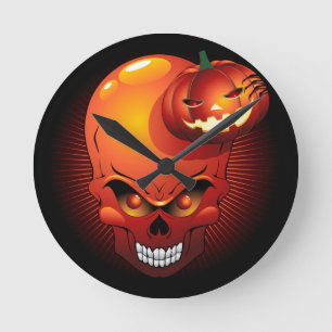 Halloween Skull und Pumpkin Wall Clock Runde Wanduhr