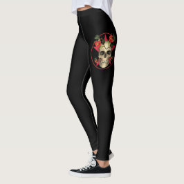 Halloween Skull und Rose Leggings