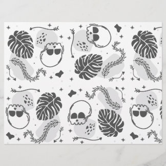 Halloween Skulls and Blätter Scrapbook Paper Flyer