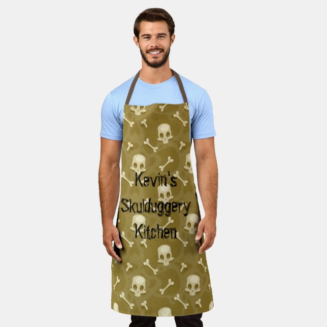 Halloween Skulls Bearbeitbarer Name Schürze (Getragen)