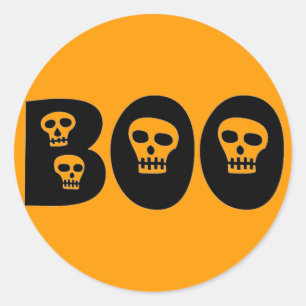 Halloween Skulls "Boo" Runder Aufkleber