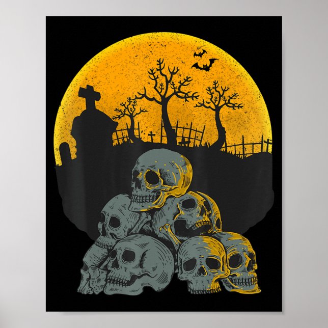 Halloween Skulls Heads Moon Skeleton Kostüme Kinde Poster (Vorne)
