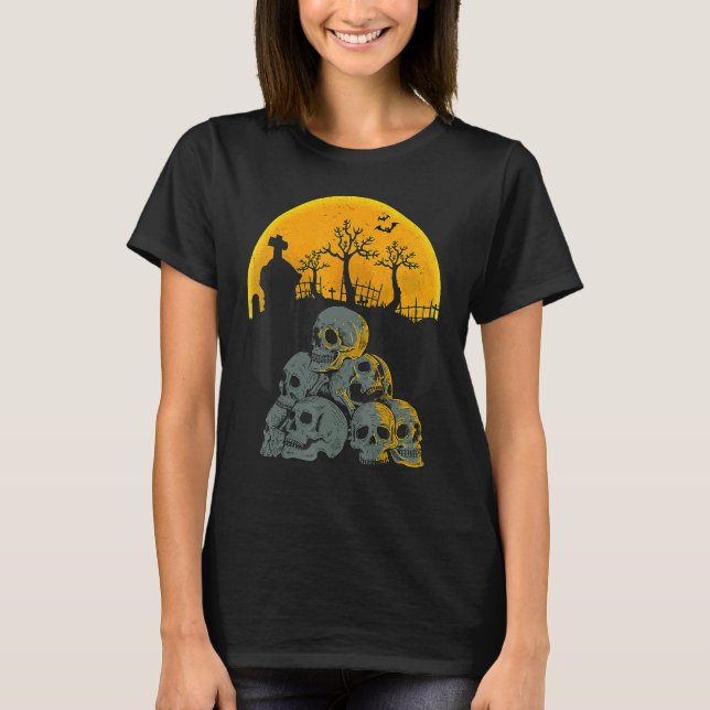 Halloween Skulls Heads Moon Skeleton Kostüme Kinde T-Shirt (Vorderseite)