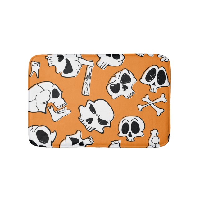 Halloween Skulls Knochen Doodle Muster Badematte (Vorderseite)