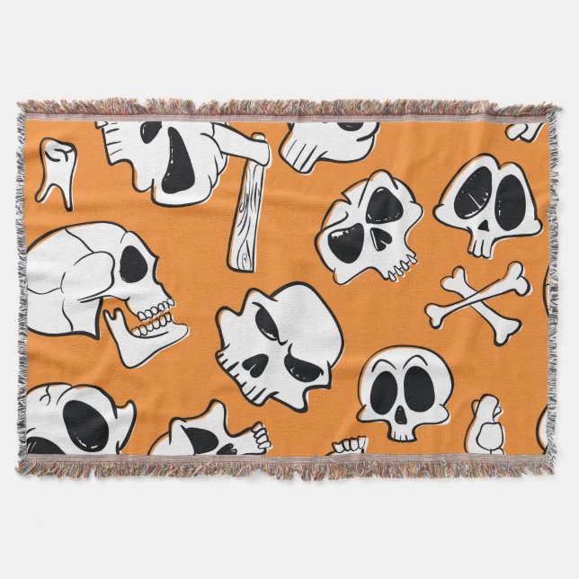Halloween Skulls Knochen Doodle Muster Decke (Vorderseite)