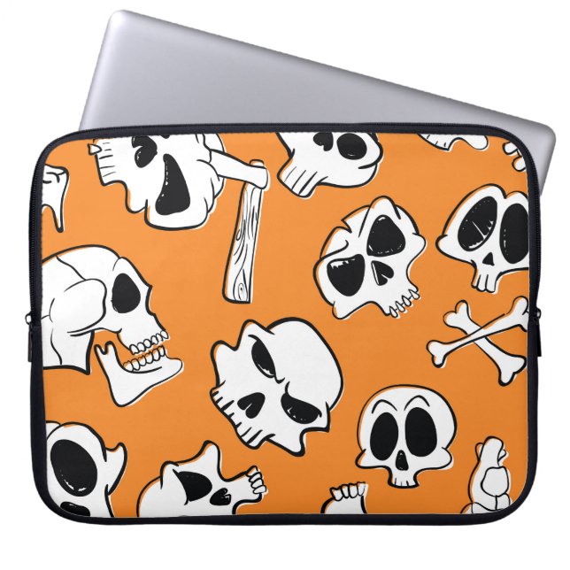 Halloween Skulls Knochen Doodle Muster Laptopschutzhülle (Vorderseite)