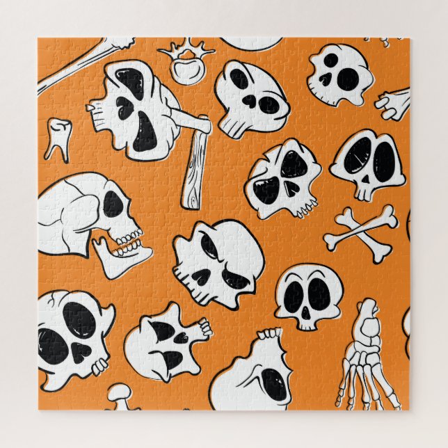 Halloween Skulls Knochen Doodle Muster Puzzle (Vertikal)