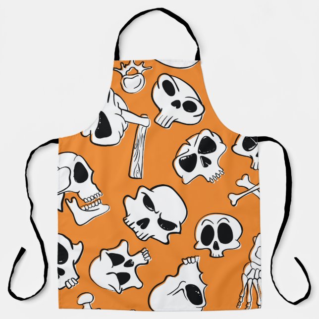 Halloween Skulls Knochen Doodle Muster Schürze (Vorderseite)