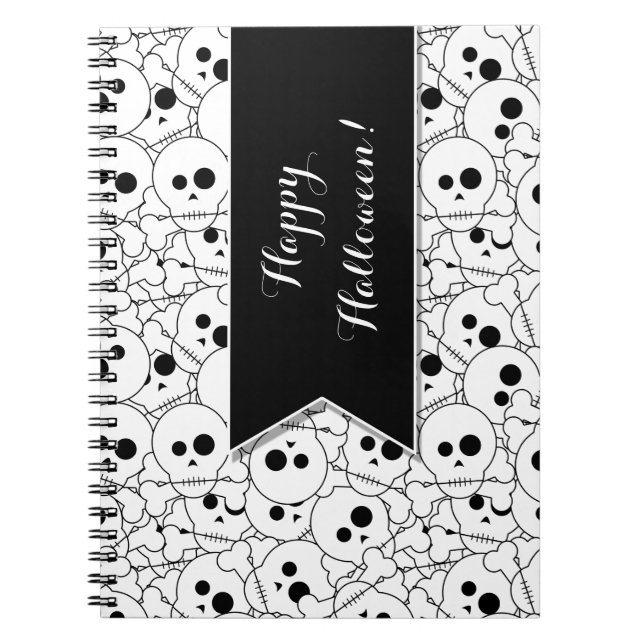 Halloween Skulls Muster Custom Notebook Notizblock (Vorderseite)