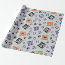 Halloween Skulls Nahtloses graues Wrapping Paper