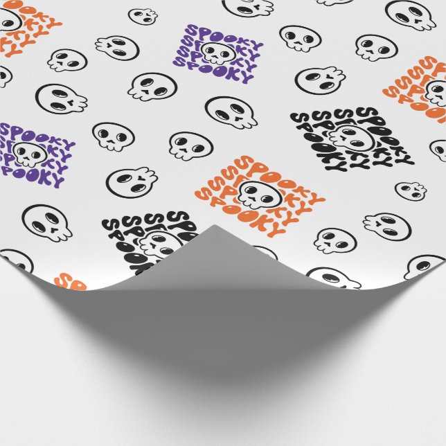 Halloween Skulls Nahtloses Wrapping Paper Design Geschenkpapier (Ecke)
